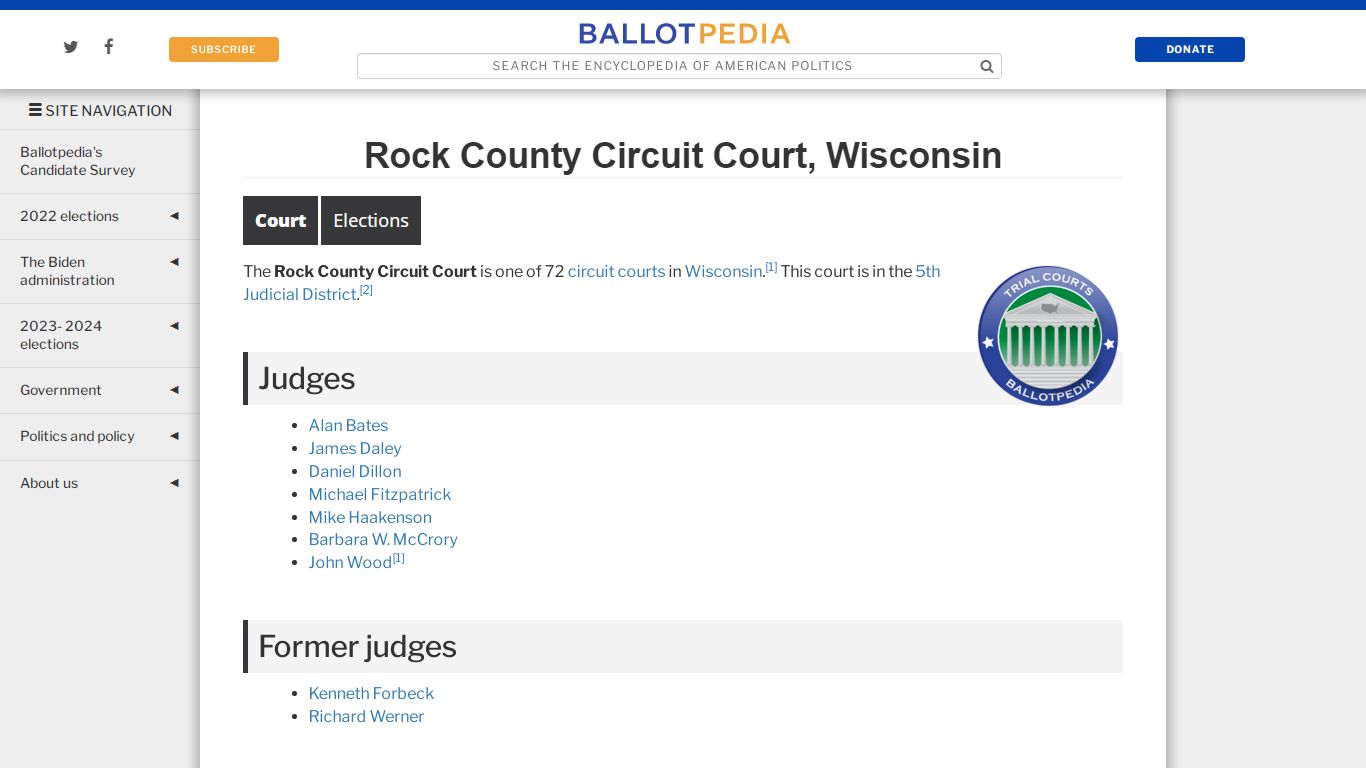 Rock County Circuit Court, Wisconsin - Ballotpedia